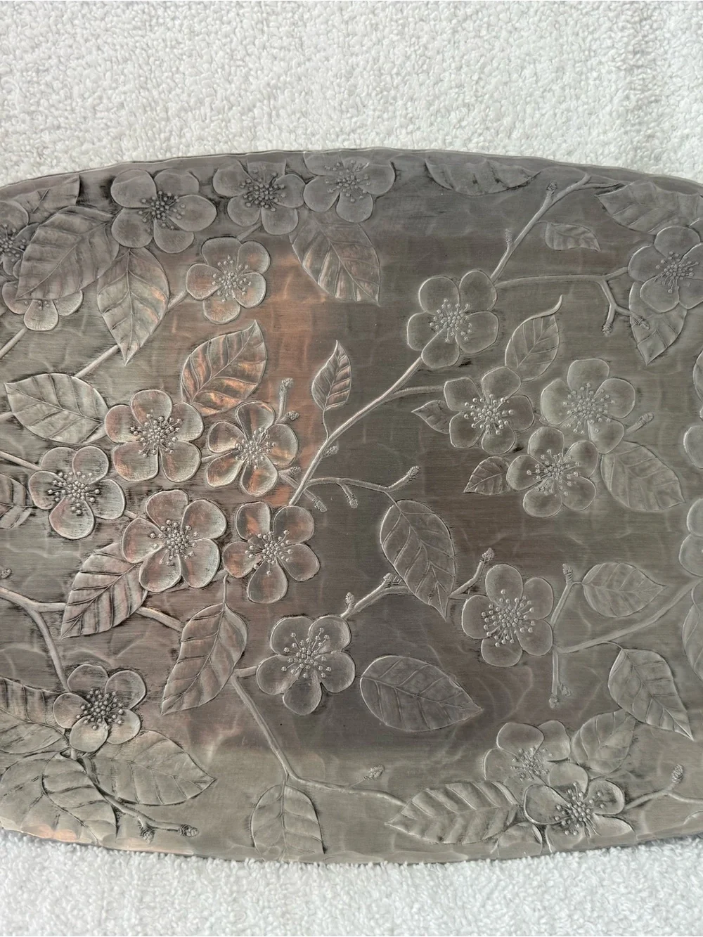 Wendell August Forge Embossed Floral Metal Serving Tray - Picture 4 of 7